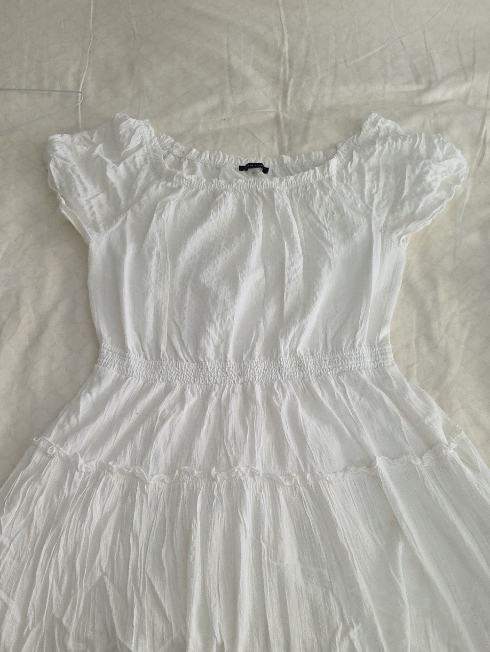 Tommy Hilfiger White One-Shoulder Tiered Cotton Dress